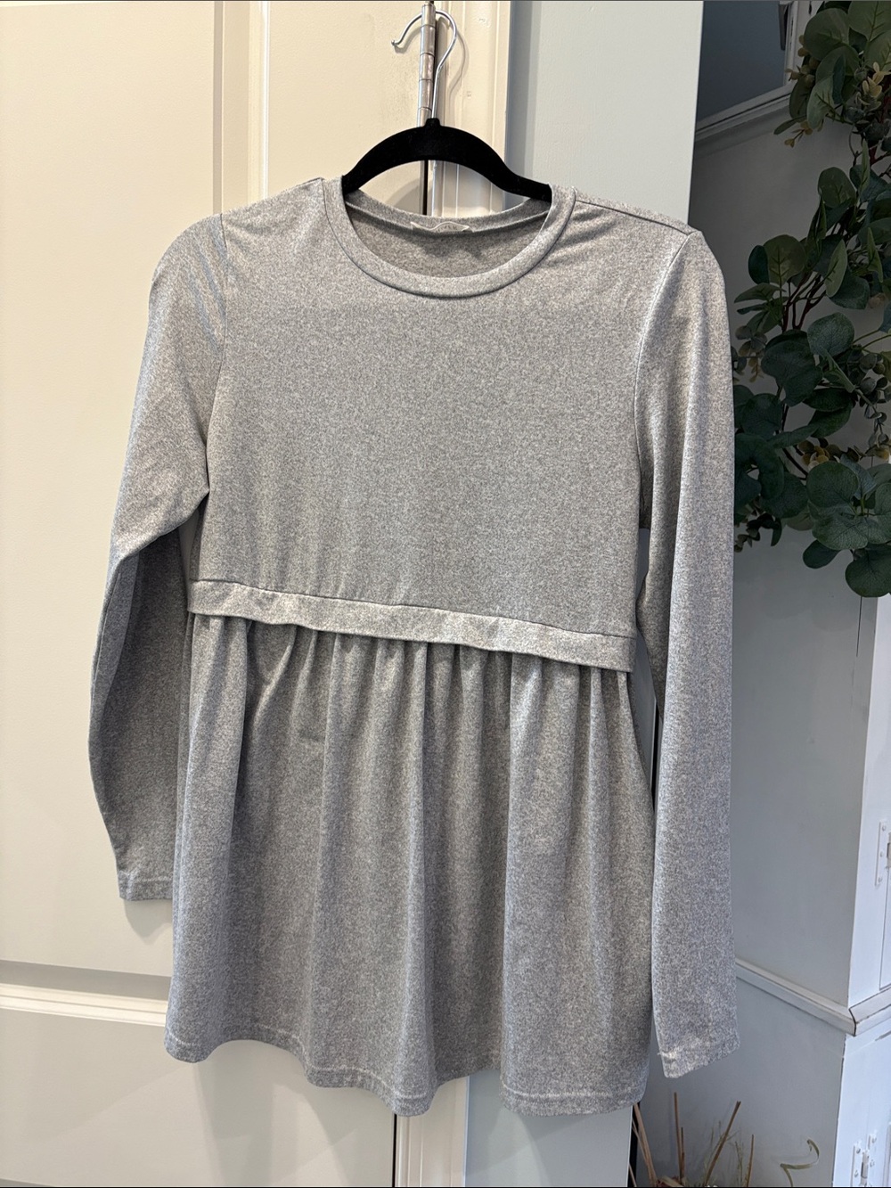 Gray Long Sleeve Peplum Top maternity